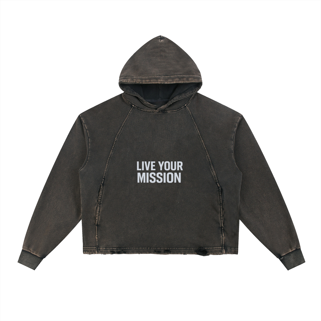 Vintage Washed Frayed-Hem Hoodie
