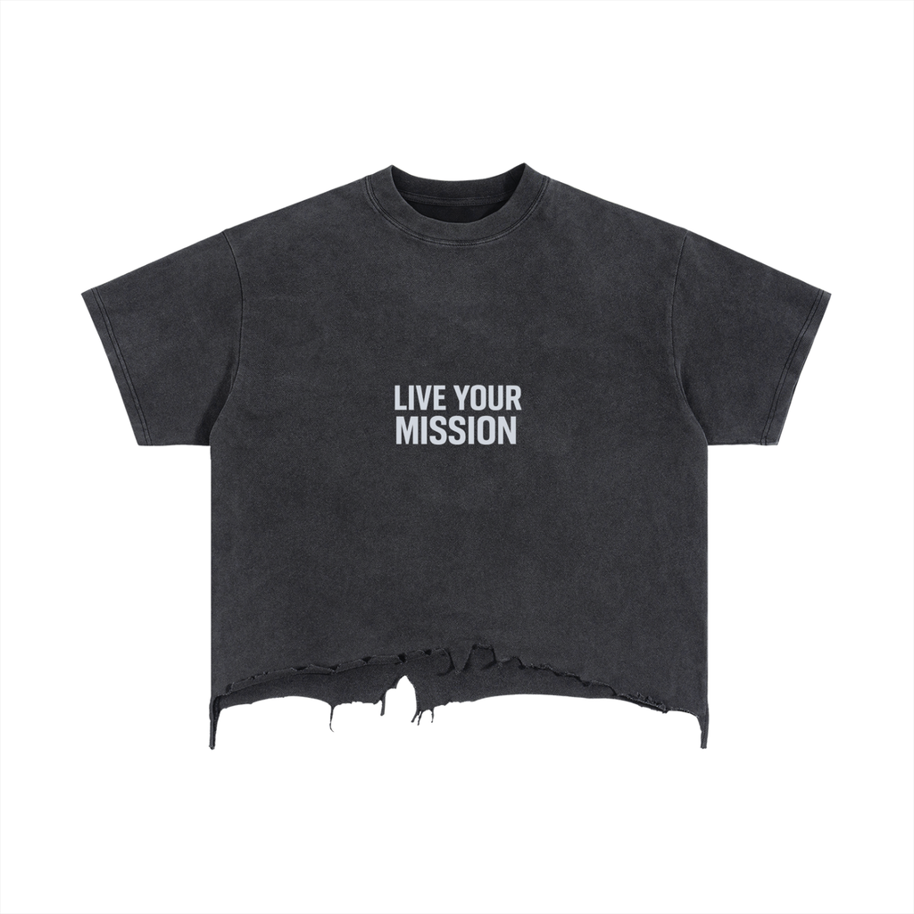 Vintage Wash Boxy Distressed Hem T-Shirt