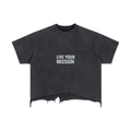 Vintage Wash Boxy Distressed Hem T-Shirt